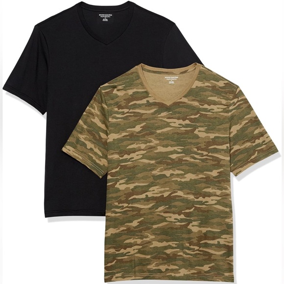 Amazon Essentials Other - Amazon Essentials Men's T-Shirt..via-neck..camo print/black..2 pk..size 3XL(NWT)